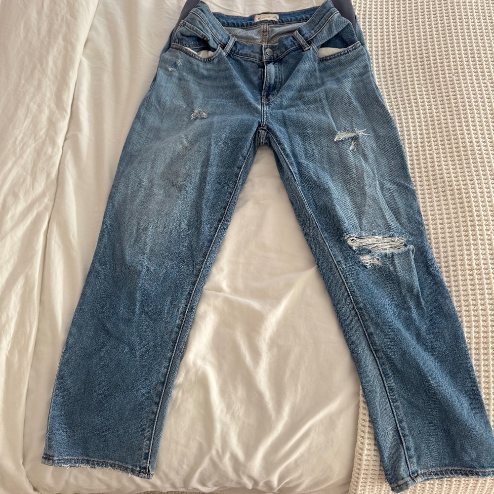 Hatch Maternity Jeans Boyfriend Destroyed Light Wash